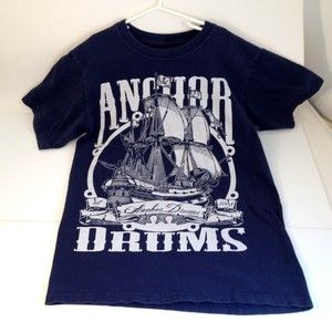 Anchor Drums Short Sleeve T-Shirt Adult Size S Blue 2008 Graphic